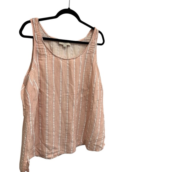LOFT Plus cotton blend striped pink and white sleeveless top 24/26 - Picture 6 of 12